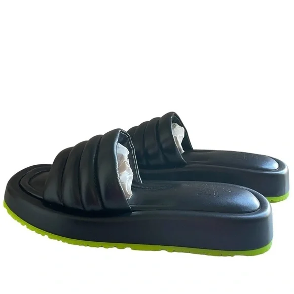 P448 Fergie Sandals Black Made in Italy NWT - Picture 4 of 15